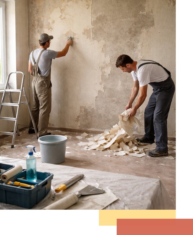 Снятие старых обоев в железнодорожном быстро и качественно