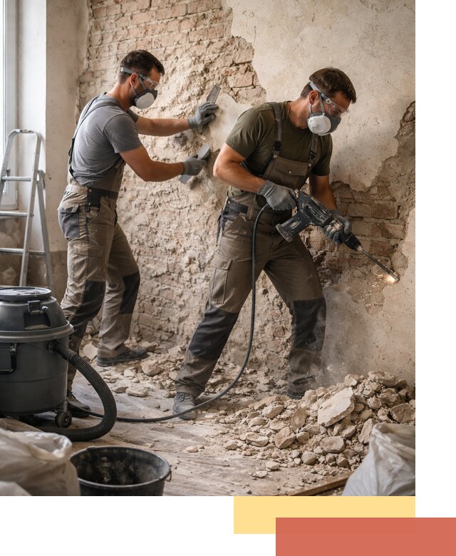 Демонтаж штукатурки со стен в железнодорожном быстро и аккуратно