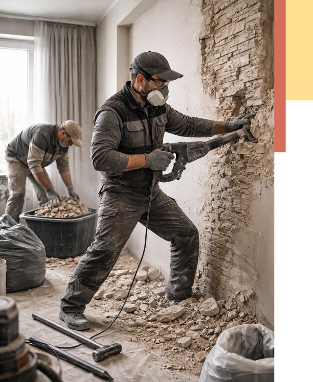 Демонтаж декоративного камня в железнодорожном от 1487 руб/м² — быстро и недорого | ОТДЕЛОЧНИК-Жлз