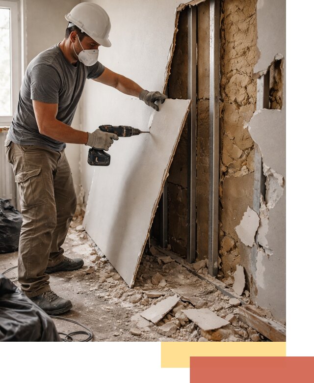 Демонтаж гипсокартона со стен в железнодорожном качественно и быстро