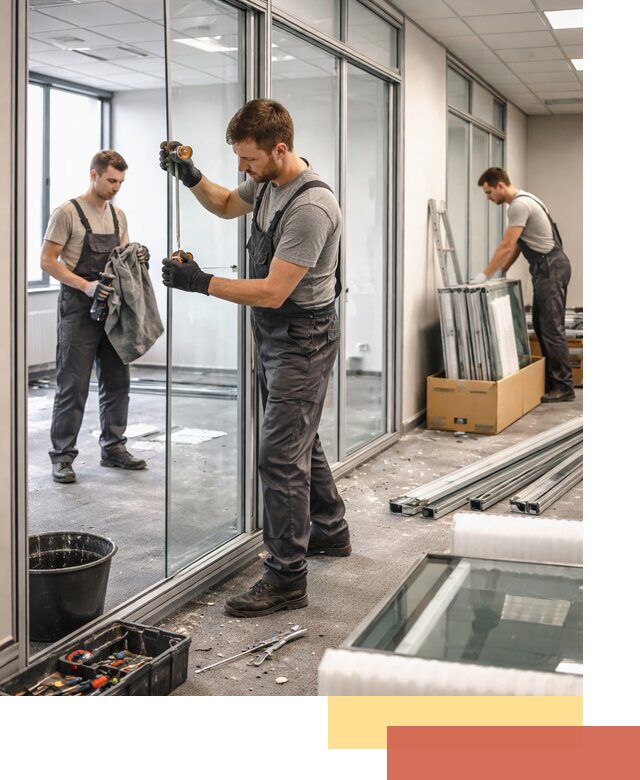 Демонтаж стеклянных перегородок в железнодорожном быстро и безопасно