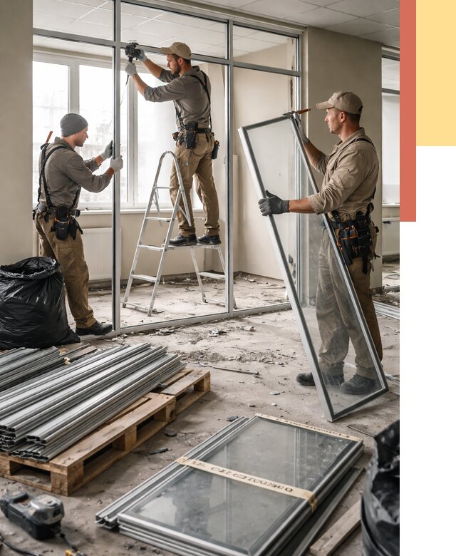 Демонтаж алюминиевых перегородок в железнодорожном от 4307 руб. — быстро и недорого | ОТДЕЛОЧНИК-Жлз