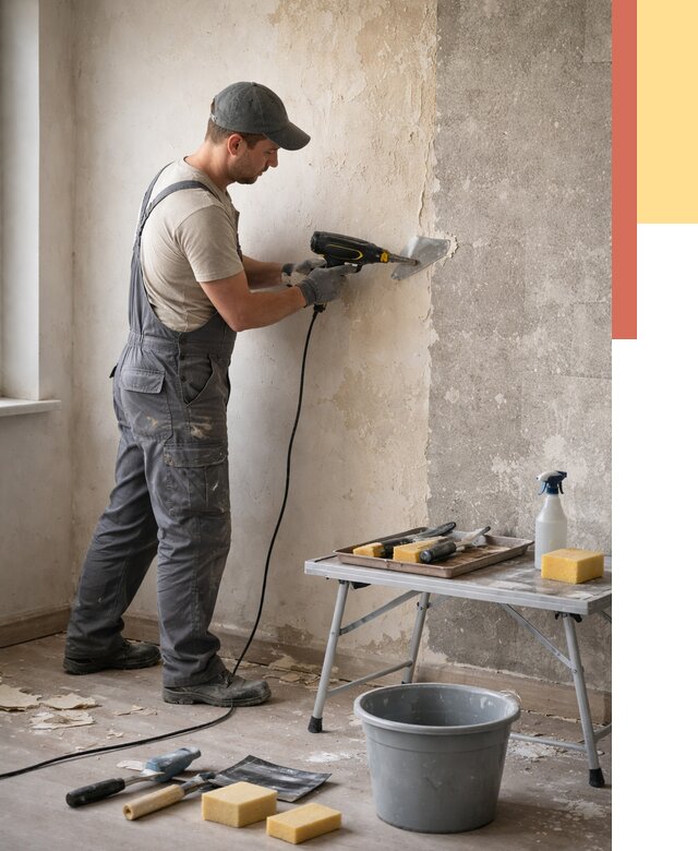 Очистка стен от клея в железнодорожном от 1897 руб. — снятие и удаление клея со стен | ОТДЕЛОЧНИК-Жлз