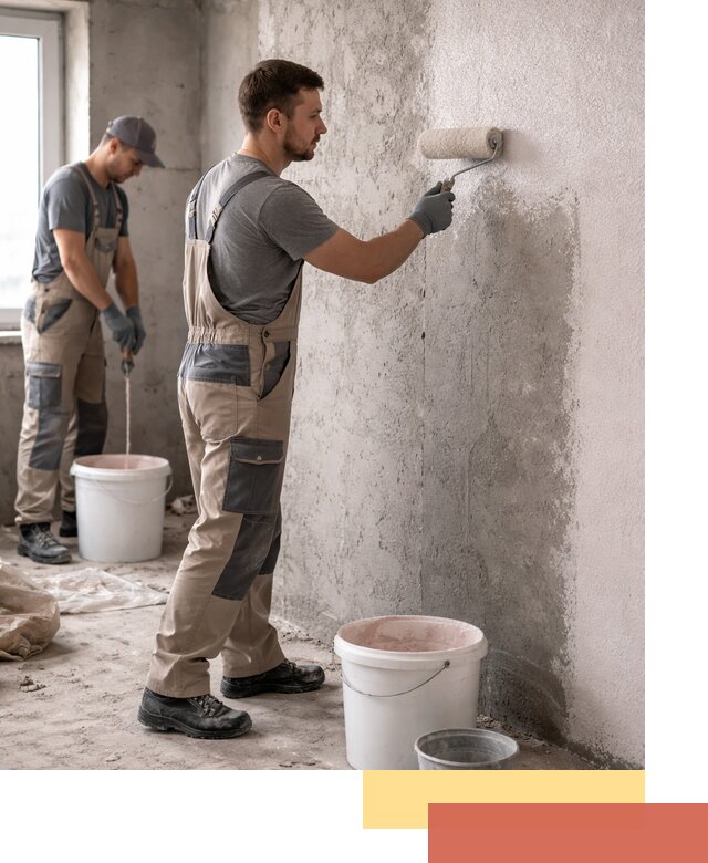 Нанесение бетоноконтакта на стены в железнодорожном для последующей отделки