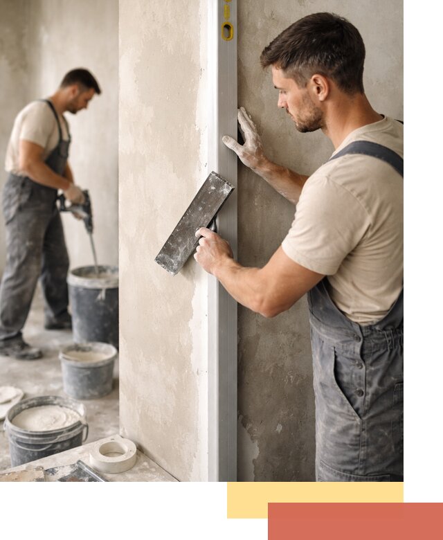 Выведение углов стен в железнодорожном: монтаж и оштукатуривание