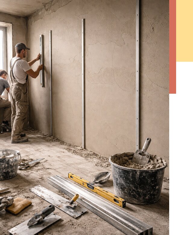 Штукатурка стен по маякам в железнодорожном от 5640 руб./м² — выравнивание под ключ | ОТДЕЛОЧНИК-Жлз