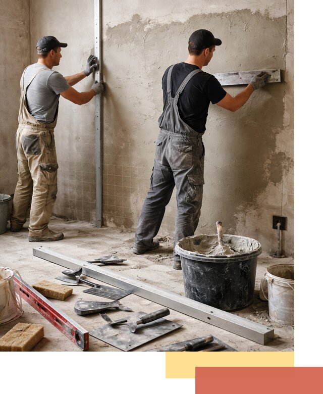 Профессиональная штукатурка стен под плитку в железнодорожном