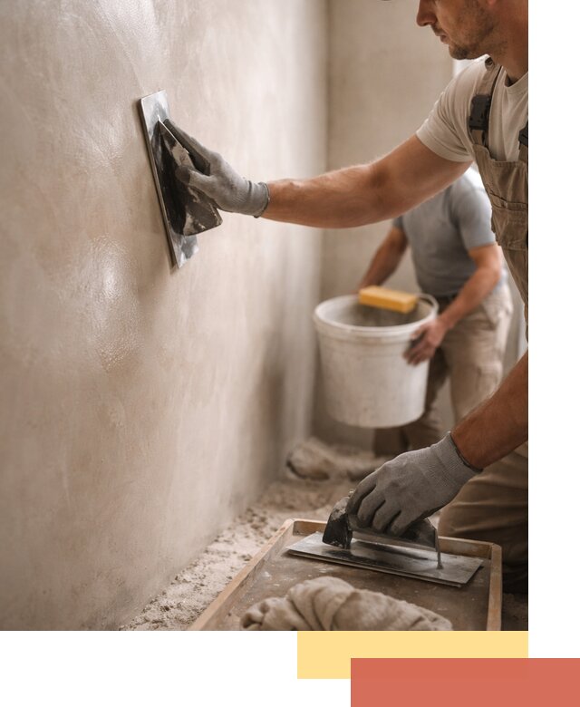 Нанесение марокканской штукатурки таделакт в железнодорожном