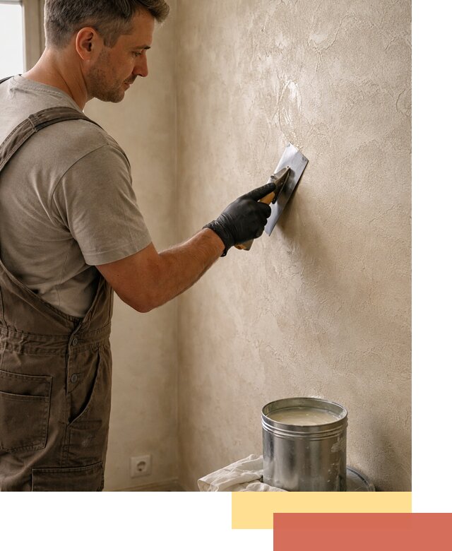 Нанесение воска на штукатурку в железнодорожном для защиты и блеска