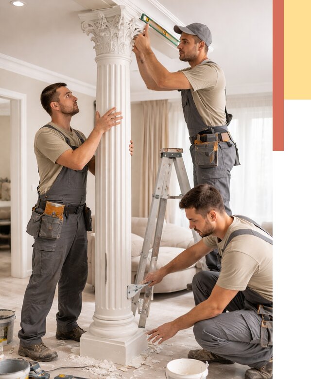 Установка декоративных колонн в железнодорожном от 12305 руб. под ключ | ОТДЕЛОЧНИК-Жлз