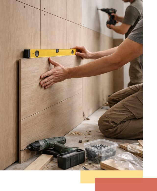 Профессиональный монтаж МДФ панелей на стены в железнодорожном