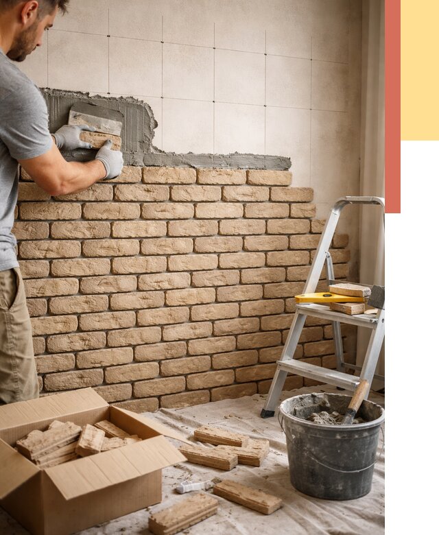 Монтаж декоративного кирпича в железнодорожном от 3281 руб./м² — быстро и недорого | ОТДЕЛОЧНИК-Жлз