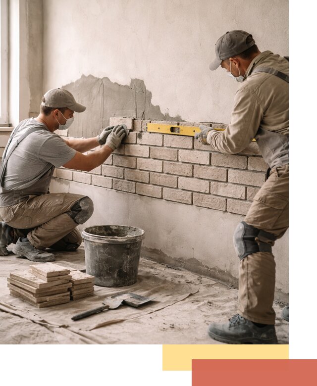 Монтаж декоративного кирпича профессионально в железнодорожном