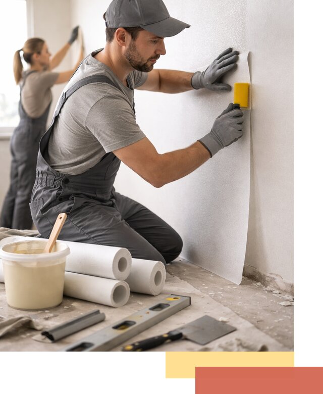 Поклейка стеклообоев профессионально в железнодорожном