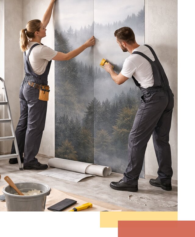 Поклейка фотообоев профессионально в железнодорожном под ключ