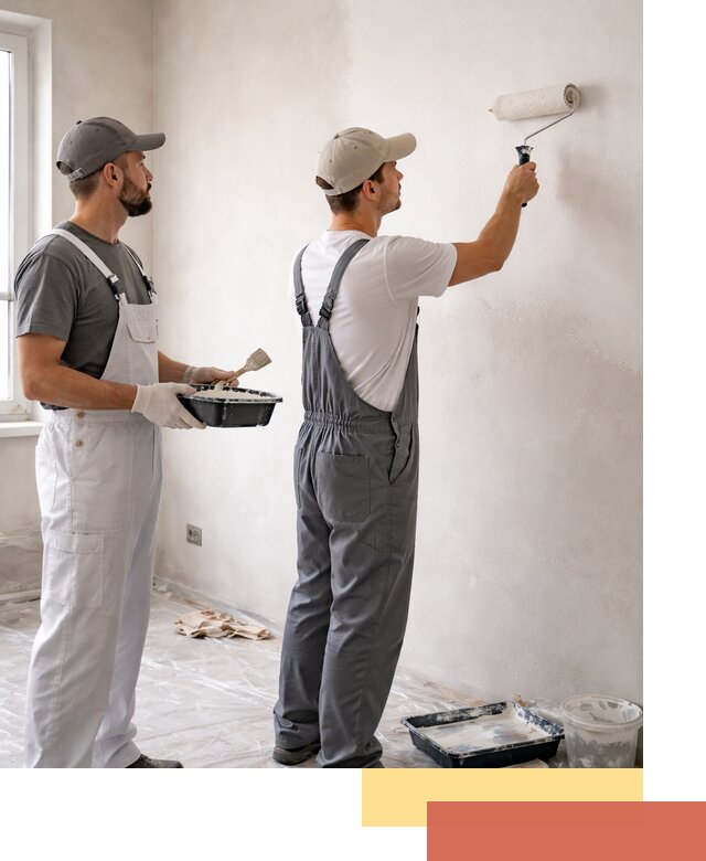 Покраска стен водоэмульсионной краской в железнодорожном