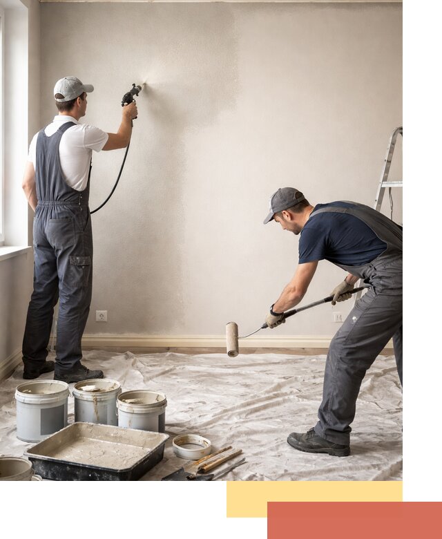 Покраска стен моющейся краской и защита поверхностей в железнодорожном