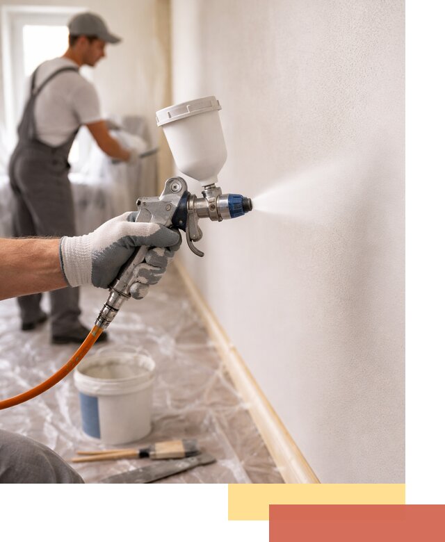 Покраска стен краскопультом в железнодорожном быстро и качественно