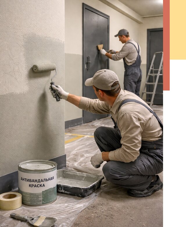Покраска стен антивандальной краской в железнодорожном от 4614 руб./м² под ключ | ОТДЕЛОЧНИК-Жлз