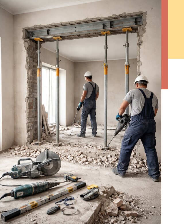 Прорезка проема в стене в железнодорожном от 4614 руб. — быстро и недорого | ОТДЕЛОЧНИК-Жлз