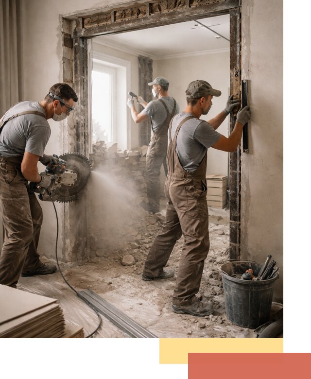 Расширение дверного проема под установку новой двери в железнодорожном