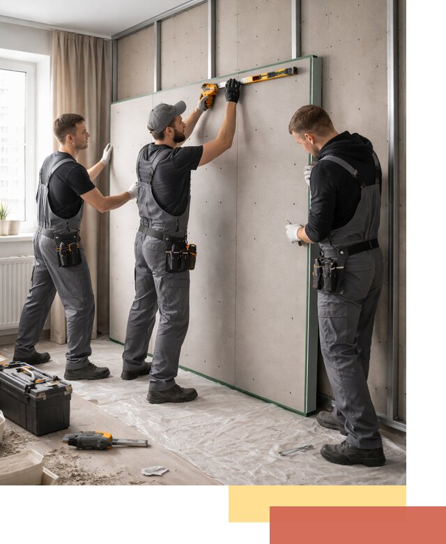 Шумоизоляция стен панелями ЗИПС в железнодорожном для жилых и коммерческих помещений