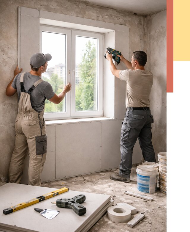 Монтаж откосов из гипсокартона в железнодорожном от 4614 руб. под ключ | ОТДЕЛОЧНИК-Жлз