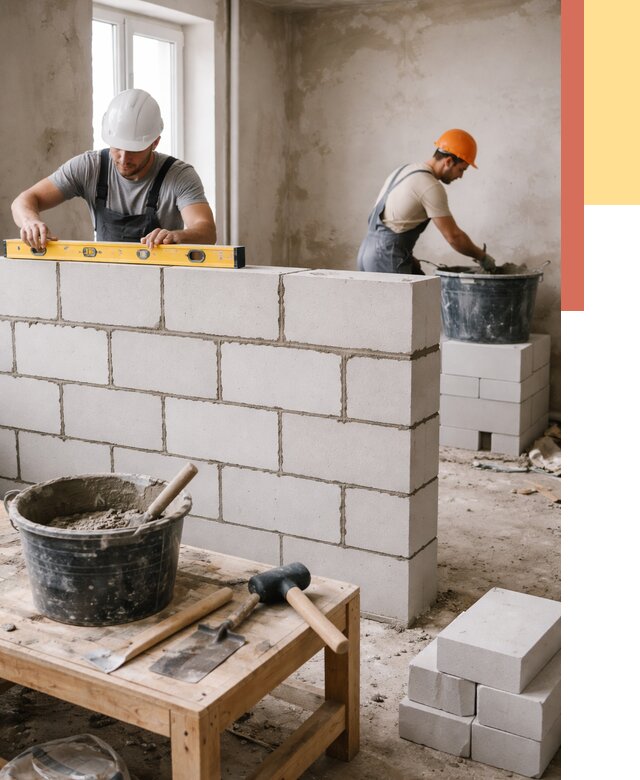 Кладка перегородок из газобетона в железнодорожном от 3281 руб. под ключ | ОТДЕЛОЧНИК-Жлз