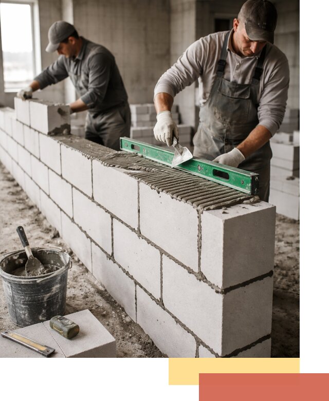 Кладка перегородок из газобетона в железнодорожном быстро и качественно