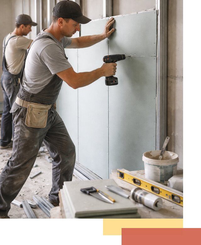 Кладка влагостойких перегородок ПГП в железнодорожном