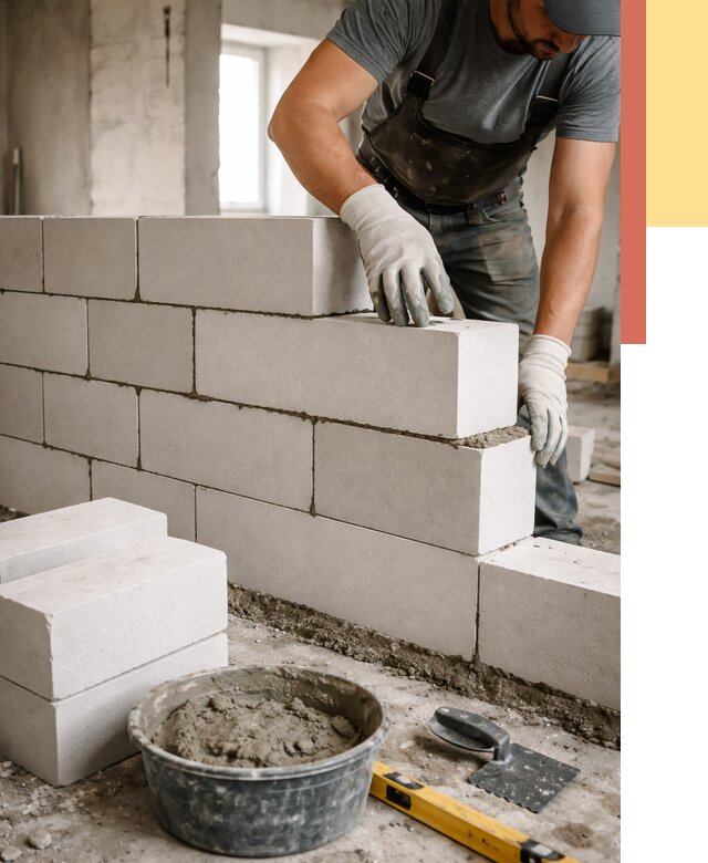 Кладка перегородок из силикатного блока в железнодорожном от 4102 руб. под ключ | ОТДЕЛОЧНИК-Жлз