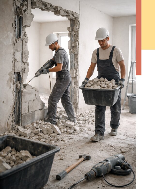 Демонтаж блоковых перегородок в железнодорожном от 3845 руб. — быстро и недорого | ОТДЕЛОЧНИК-Жлз