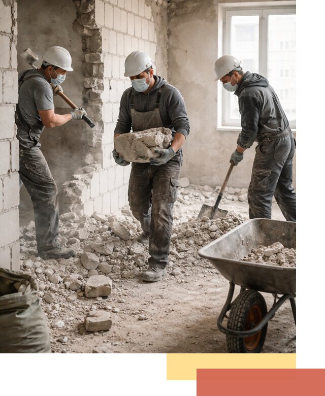 Демонтаж блочных перегородок в железнодорожном быстро и аккуратно