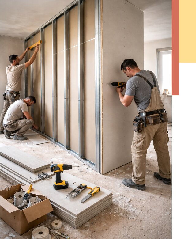 Монтаж однослойной перегородки из гипсокартона в железнодорожном от 667 руб. | ОТДЕЛОЧНИК-Жлз