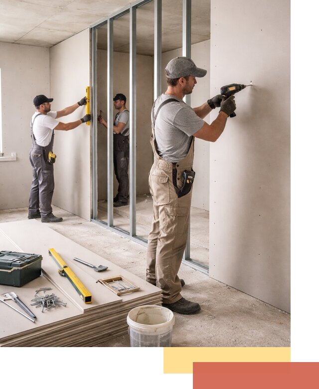 Однослойная перегородка из гипсокартона в железнодорожном под ключ, монтаж и отделка