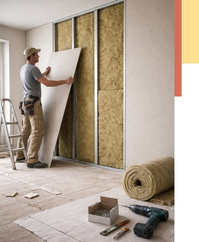 Перегородка из гипсокартона с шумоизоляцией в железнодорожном от 3199 руб. | ОТДЕЛОЧНИК-Жлз