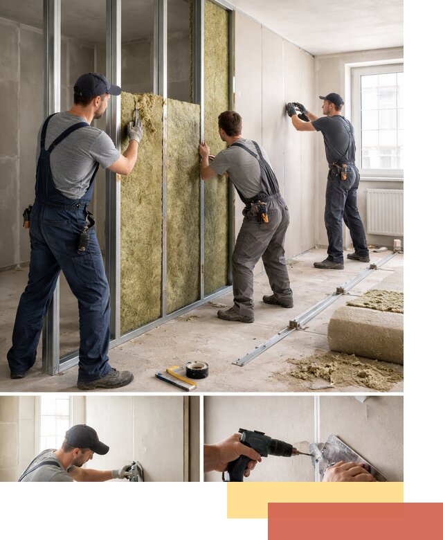 Перегородка из гипсокартона с шумоизоляцией в железнодорожном — монтаж под ключ