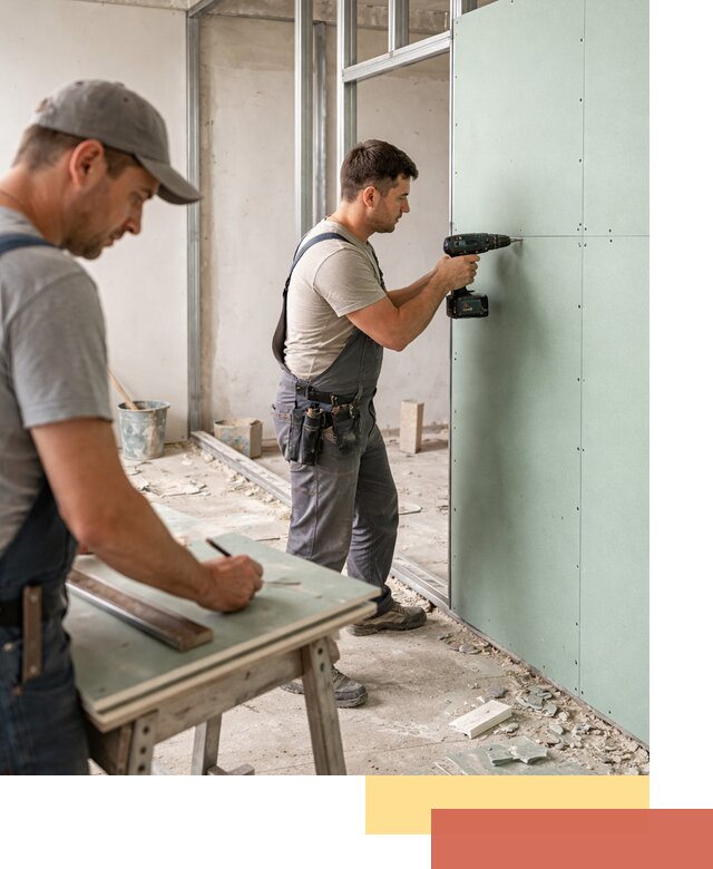 Перегородки из влагостойкого гипсокартона под ключ в железнодорожном