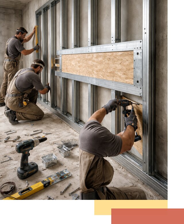 Усиленная перегородка для крепления тяжёлых конструкций в железнодорожном