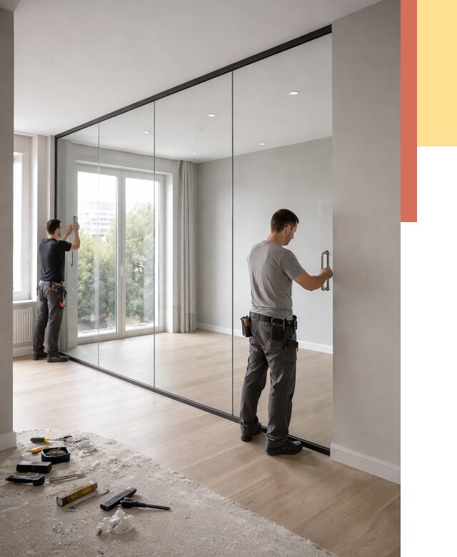 Изготовление стеклянных перегородок в железнодорожном от 12664 руб. под ключ | ОТДЕЛОЧНИК-Жлз