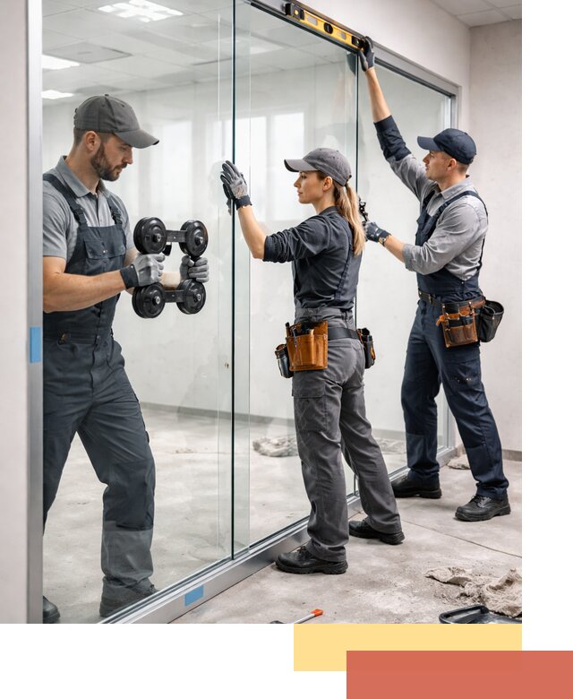 Профессиональный монтаж стеклянных перегородок в железнодорожном