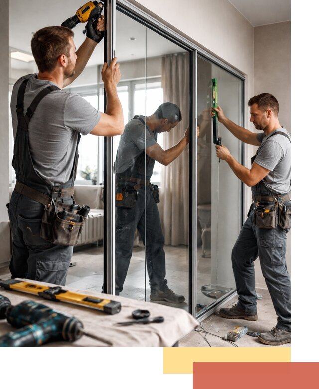 Каркасные стеклянные перегородки под ключ в железнодорожном