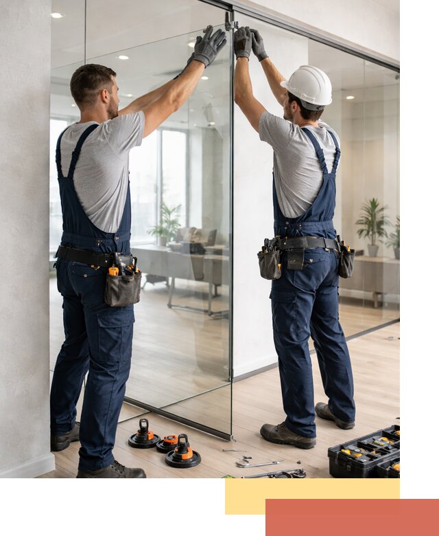 Безрамные стеклянные перегородки под ключ в железнодорожном