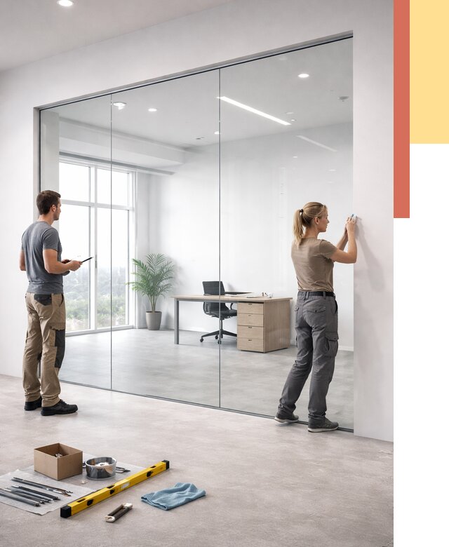 Перегородки из закаленного стекла в железнодорожном от 9741 руб. под ключ | ОТДЕЛОЧНИК-Жлз