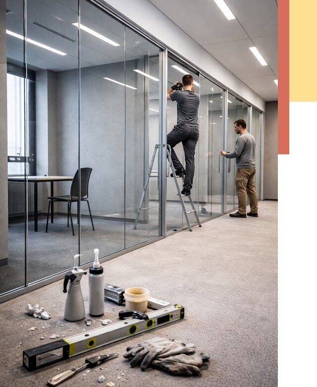 Стеклянные офисные перегородки в железнодорожном от 8716 руб. — монтаж и установка | ОТДЕЛОЧНИК-Жлз