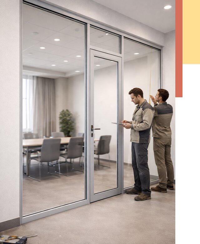 Установка и монтаж алюминиевых перегородок со стеклом в железнодорожном от 8408 руб. | ОТДЕЛОЧНИК-Жлз