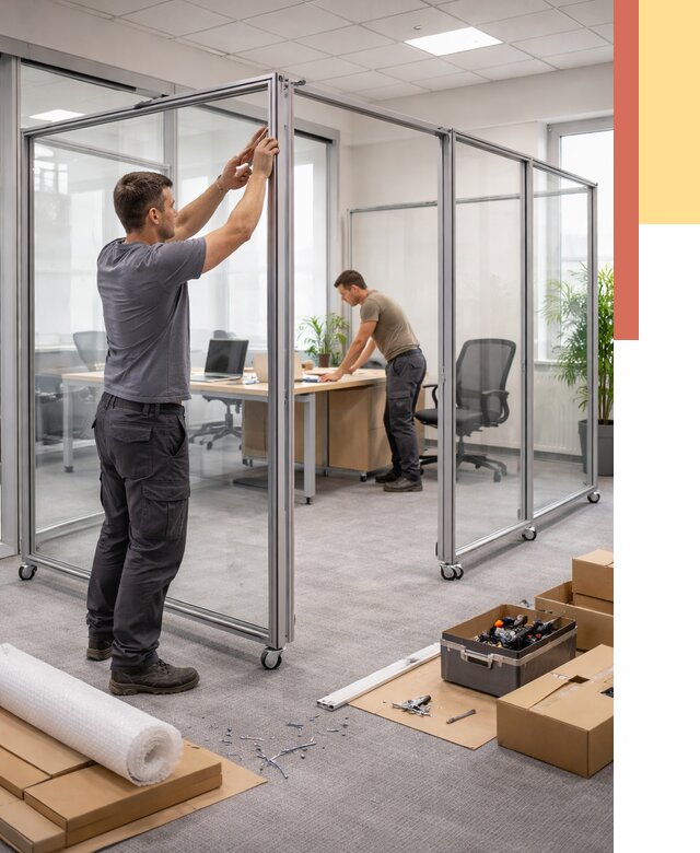 Мобильные офисные перегородки в железнодорожном от 12818 руб. — установка под ключ | ОТДЕЛОЧНИК-Жлз