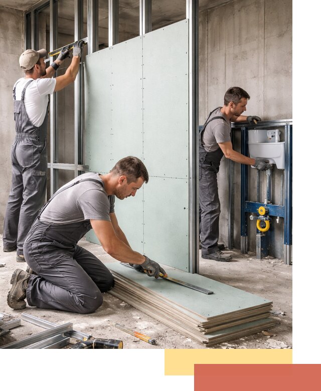 Монтаж и ремонт сантехнических перегородок в железнодорожном