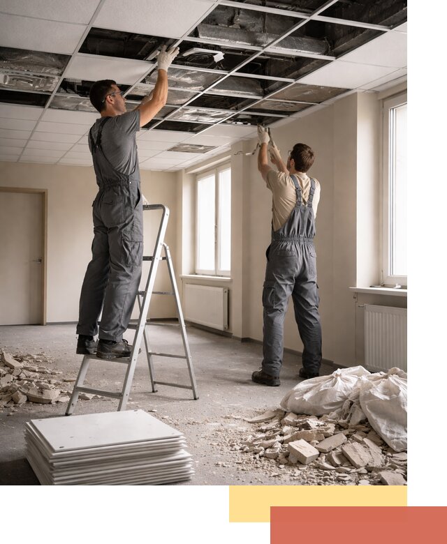 Демонтаж потолков Армстронг профессионально в железнодорожном