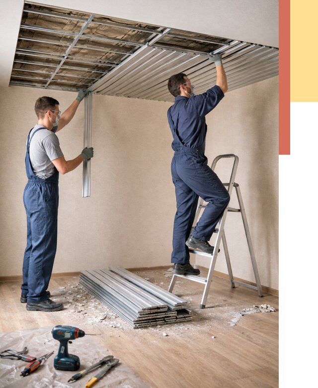 Демонтаж реечного потолка в железнодорожном от 4614 руб. быстро и недорого | ОТДЕЛОЧНИК-Жлз